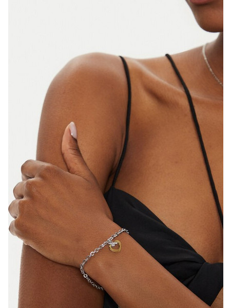 Trussardi Γυναικείο Βραχιόλι Αλυσίδα με Καρδιά από Ατσάλι Ασημί με Ζιργκόν TJAXC47