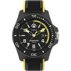 Timex Ανδρικό Ρολόι Solar με Μαύρο Δερμάτινο Λουράκι TW2V66200
