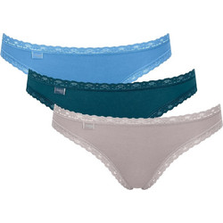 Sloggi Βαμβακερά Γυναικεία Slip με Δαντέλα 3Pack 10197969-V010