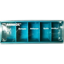 Anabox Θήκη Χαπιών 5 Θέσεων Πετρόλ