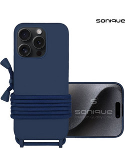 Sonique Silicone CarryHang Back Cover Navy Blue (iPhone 15 Pro)