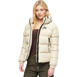 Superdry Γυναικείο Μπουφάν Χειμωνιάτικο Puffer Μακρύ Εκρού W5011721A-8PV