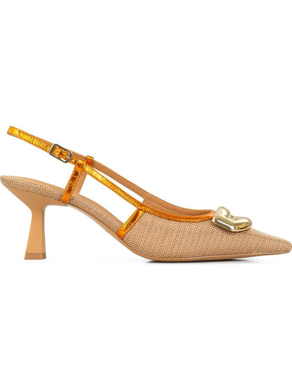 Bruno Premi Γόβες Slingback Δερμάτινες με Λεπτό Χαμηλό Τακούνι Μπεζ 0205X