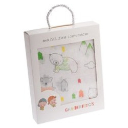 Gamberritos Forest Πάνα Αγκαλιάς από Μουσελίνα Λευκή 120x120cm 10567