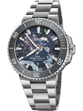 Oris Aquis Date Ανδρικό Ρολόι Αυτόματο με Ασημί Μεταλλικό Μπρασελέ 0173377894150-0782304PEB
