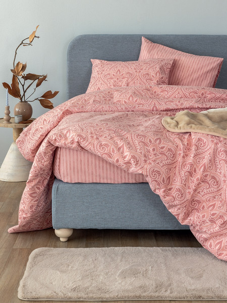 Palamaiki Σετ Σεντόνια Υπέρδιπλα Φανελένια 240x265 Flannel Beauty FB0233 Ροζ