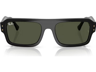 Ray-Ban RB4454 667731 Ανδρικά Γυαλιά Ηλίου Τετράγωνα Κοκάλινα Μαύρα με Μαύρο Φακό