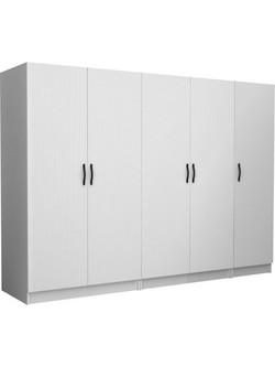 Megapap Πεντάφυλλη Ντουλάπα Ρούχων Victoria Λευκή 250x60x181cm GP100-0091,1