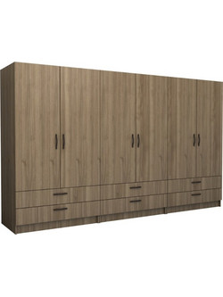 Megapap Εξάφυλλη Ντουλάπα Ρούχων Victoria Καρυδί 300x60x181cm GP100-0097,3