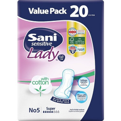 Sani Sensitive Lady Super No5 Σερβιέτες Ακράτειας 5 Σταγόνες 20τμχ