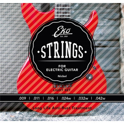 EKO Guitars Extra Σετ 6 Χορδές Ηλεκτρικής Κιθάρας Pure Nickel 9-42" Extra Light Tension