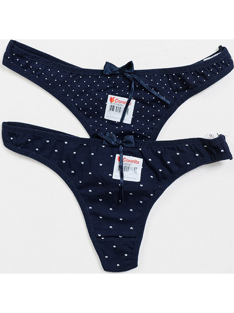 Donella Βαμβακερά Γυναικεία String Navy Μπλε 2Pack 24256263