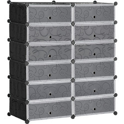 HOMCOM Παπουτσοθήκη Πλαστική Μαύρη M94xΠ37xY108cm 850-183