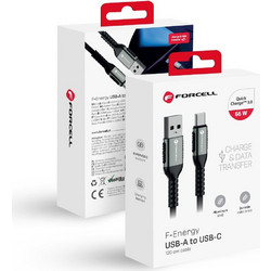 Forcell C256 Braided USB-A to USB-C 66W 1.2m Black 5903396298196