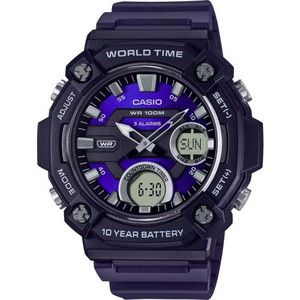 Casio Ανδρικό Ρολόι Χρονογράφος με Μαύρο Καουτσούκ Λουράκι AEQ-120W-2AVDF