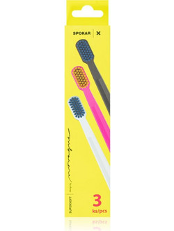 Spokar X 3429 Super Soft Οδοντόβουρτσες 3τμχ Λευκή Φούξια Γκρι