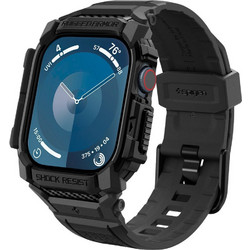 Spigen Rugged Armor Pro Θήκη Σιλικόνης με Λουράκι για Apple Watch 10 46mm Μαύρη