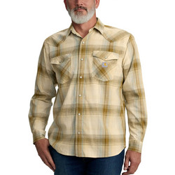 Carhartt Ανδρικό Πουκάμισο Βαμβακερό Καρό Μακρυμάνικο Κανονική Γραμμή Μπεζ 106756-A35