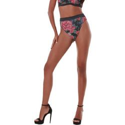 Bluepoint Secret Garden Ψηλόμεσο Bikini Slip Floral Κυπαρισσί Κόκκινο 25065015