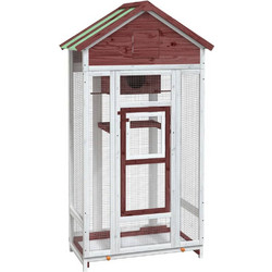vidaXL Ξύλινο Κλουβί Πτηνών Λευκό Καφέ 91.5x53x170cm 172254