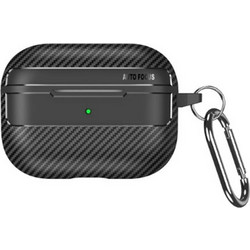 Techsuit CarbonFiber Θήκη Σιλικόνης με Γάντζο για Apple AirPods 4 Μαύρη