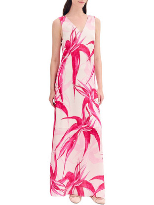 Forel Maxi Καλοκαιρινό Φόρεμα για Γάμο / Βάπτιση Floral Σατέν Ροζ 080.50.01.150