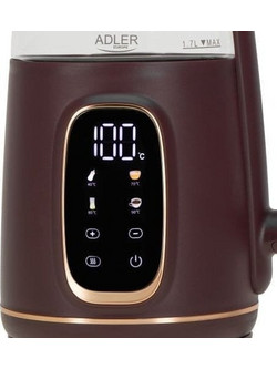 Adler AD 1305 Ανοξείδωτος Βραστήρας 1.7lt 2200W με Ρύθμιση Θερμοκρασίας Μπορντό