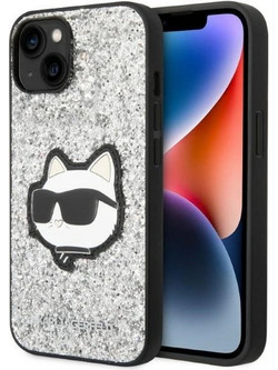 Karl Lagerfeld Hardcase Glitter Choupette Patch Back Cover Silver (iPhone 14)