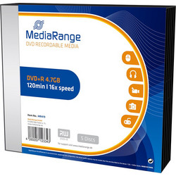 MediaRange MR419 Εγγράψιμα DVD+R 16x 4.7GB 5τμχ