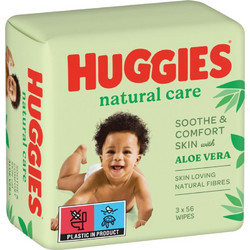 Huggies Natural Care Μωρομάντηλα Χωρίς Άρωμα με Aloe Vera 3x56τμχ