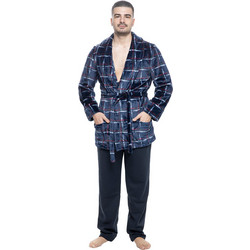 Koyote Χειμωνιάτικη Ανδρική Ρόμπα Fleece Καρό Navy Μπλε KG1311