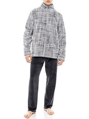 Ulisse Χειμωνιάτικη Ανδρική Ρόμπα Fleece Γκρι W-M643