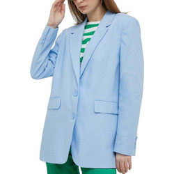 DKNY Γυναικείο Σακάκι Μακρύ Λινό Γαλάζιο P3DCUQ79-A41