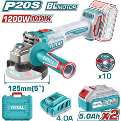 Total TAGLI2212532E Γωνιακός Τροχός Μπαταρίας 20V 125mm με Ρύθμιση Στροφών 2x5Ah
