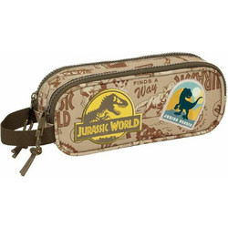 Safta Jurassic World Κασετίνα Βαρελάκι με 2 Θήκες Μπεζ 812463513