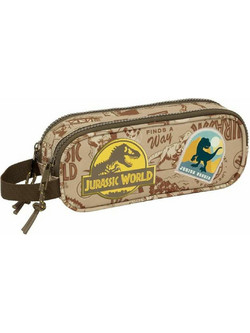 Safta Jurassic World Κασετίνα Βαρελάκι με 2 Θήκες Μπεζ 812463513