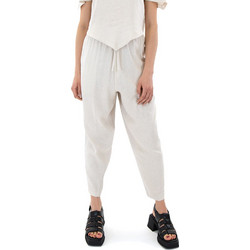 Zoya Ψηλόμεσο Λινό Γυναικείο Παντελόνι Jogger Relaxed Εφαρμογή με Λάστιχο Εκρού 1551.844.0413