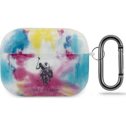 U.S. Polo Assn. Tie & Dye Θήκη Σιλικόνης με Γάντζο για Apple AirPods Pro 1 Πολύχρωμη