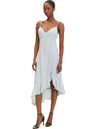 Guess Midi Καλοκαιρινό Βραδινό Φόρεμα Λινό Λευκό W5GK44D5N81-TCPA