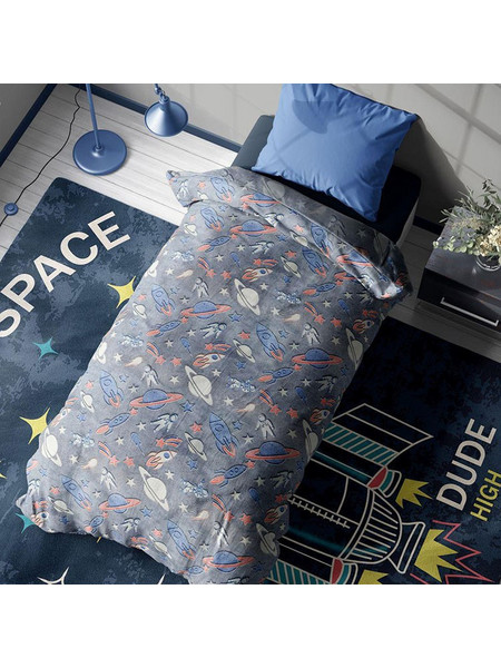 Dimcol Παιδική Κουβέρτα Fleece Διάστημα Φωσφοριζέ 160x220 Γκρι