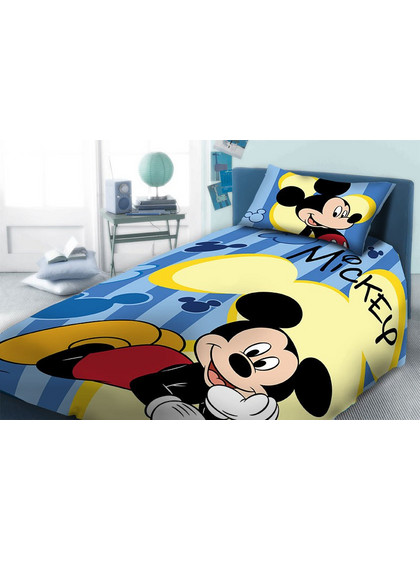 Dimcol Mickey 960 Σετ Παιδική Παπλωματοθήκη Μονή Βαμβακερή 160x240 Μπλε Κίτρινη