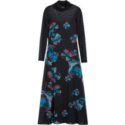 Desigual Midi Βραδινό Φόρεμα Floral Μεταξωτό Μαύρο 25WWVK03-2000