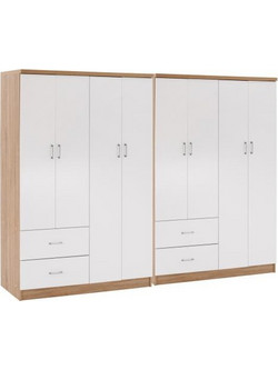 HomeMarkt Οκτάφυλλη Ντουλάπα Ρούχων Briana Λευκή 241x42.5x180.5cm HM21237.02