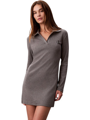 Calvin Klein Mini Καθημερινό Φόρεμα Ριπ Ανθρακί LV047D214G-P7E