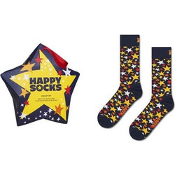 Happy Socks Βαμβακερές Γυναικείες Κάλτσες Navy Μπλε Κίτρινες με Σχέδια P003373