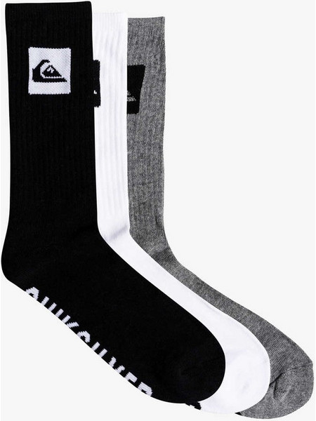 Quiksilver Ανδρικές Κάλτσες Ψηλές με Σχέδια Μαύρες Λευκές Ανθρακί 3Pack EQYAA04071-AST
