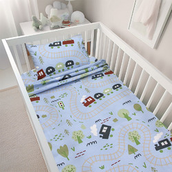 Lino Home Forest Express Σετ Βρεφικά Σεντόνια Κούνιας Βαμβακερά 120x180 Petrol 3τμχ