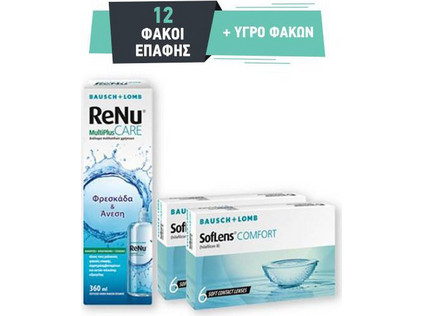 Bausch & Lomb Μηνιαίοι Φακοί Επαφής 6τμχ + 1 Υγρό Renu 360ml