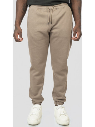 Rebase Ανδρικό Παντελόνι Φόρμας Fleece με Λάστιχο Μπεζ 252RPAN-6020