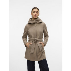 Vero Moda Γυναικείο Ημίπαλτο Μάλλινο με Κουκούλα Καφέ 10310779